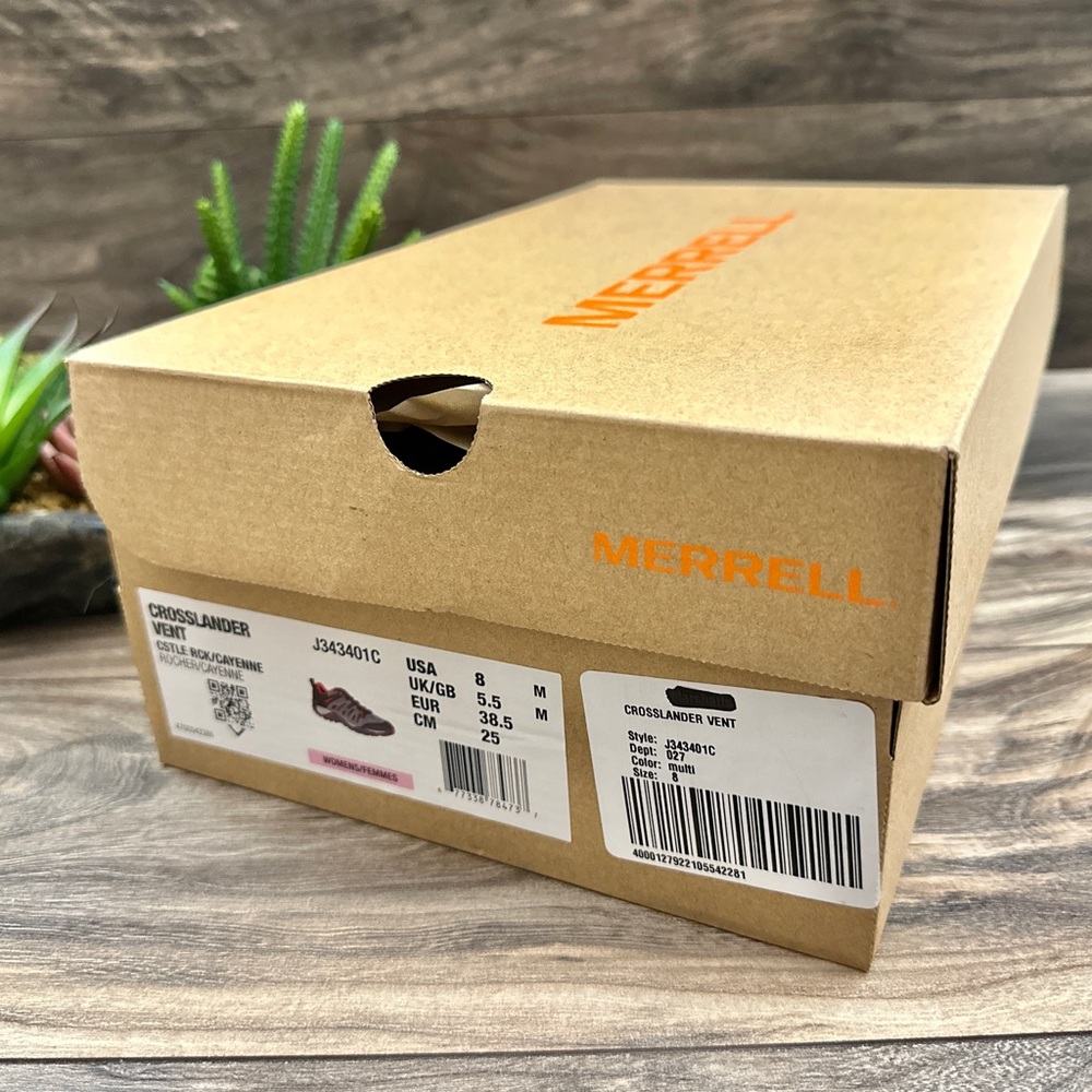 NIB Merrell Crosslander Vent Hiker Sneaker Gray Castle Rock Cayenne - Picture 10 of 15